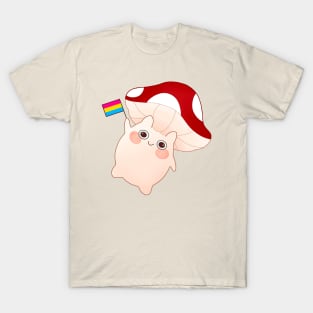 dancing and waving mushroom with pansexual pride flag T-Shirt